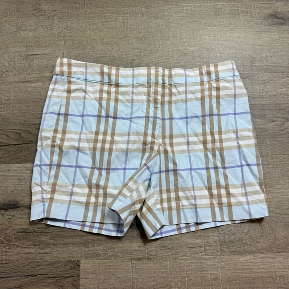 Burberry Plaid Shorts Blue & Brown Size 8 Y2K - Picture 1 of 7